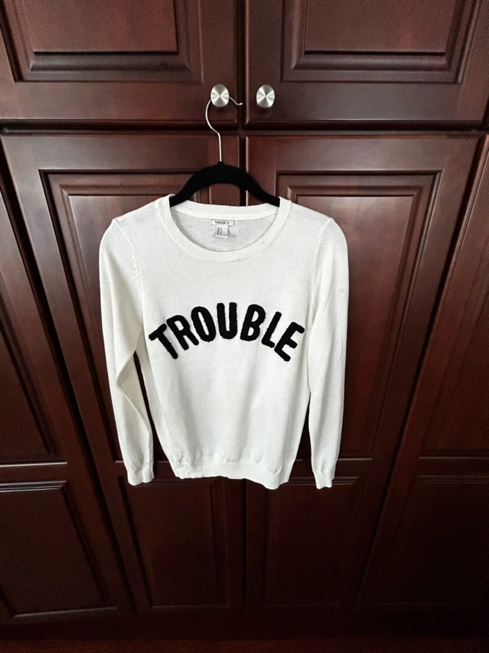 Forever 21 White Graphic Crewneck Sweater